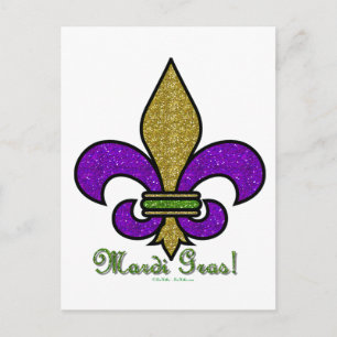 Colorful Mardi Gras Fleur De Lis Briefkaart