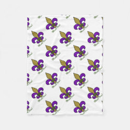 Colorful Mardi Gras Fleur De Lis Fleece Deken