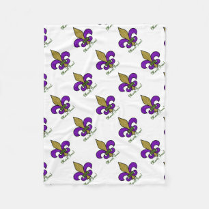 Colorful Mardi Gras Fleur De Lis Fleece Deken
