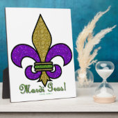 Colorful Mardi Gras Fleur De Lis Fotoplaat (Zijkant)