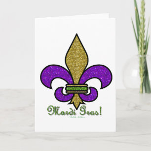 Colorful Mardi Gras Fleur De Lis Kaart
