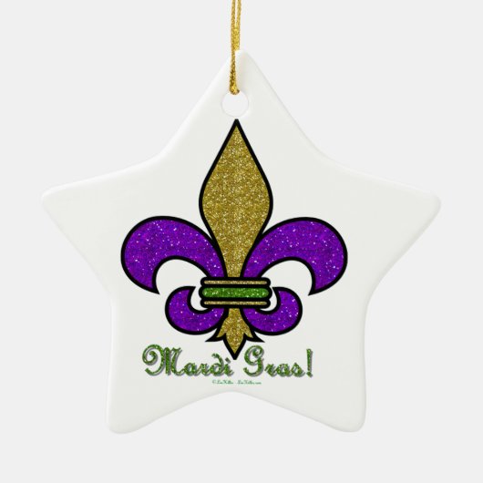 Colorful Mardi Gras Fleur De Lis Keramisch Ornament (Voorkant)