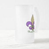 Colorful Mardi Gras Fleur De Lis Matglas Bierpul (Voorkant rechts)