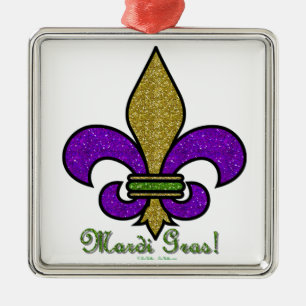 Colorful Mardi Gras Fleur De Lis Metalen Ornament