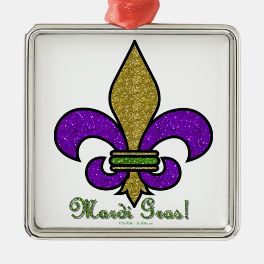Colorful Mardi Gras Fleur De Lis Metalen Ornament (Voorkant)