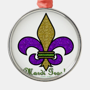 Colorful Mardi Gras Fleur De Lis Metalen Ornament