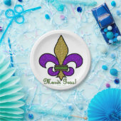 Colorful Mardi Gras Fleur De Lis Papieren Bordje (Feest)