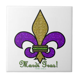 Colorful Mardi Gras Fleur De Lis Tegeltje