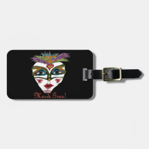 Colorful Mardi Gras Glitter Feather Mask Bagagelabel