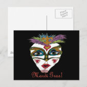 Colorful Mardi Gras Glitter Feather Mask Briefkaart (Voorkant / Achterkant)