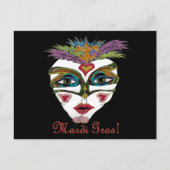 Colorful Mardi Gras Glitter Feather Mask Briefkaart (Voorkant)