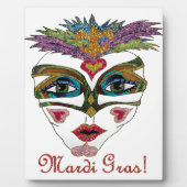 Colorful Mardi Gras Glitter Feather Mask Fotoplaat (Voorkant)