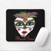 Colorful Mardi Gras Glitter Feather Mask Muismat (Met muis)