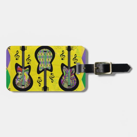 Colorful Mardi Gras Guitars Bagagelabel (Voorkant horizontaal)