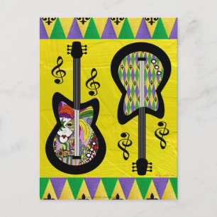 Colorful Mardi Gras Guitars Briefkaart