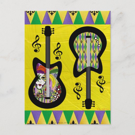 Colorful Mardi Gras Guitars Briefkaart (Voorkant)
