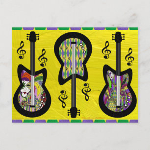 Colorful Mardi Gras Guitars Briefkaart