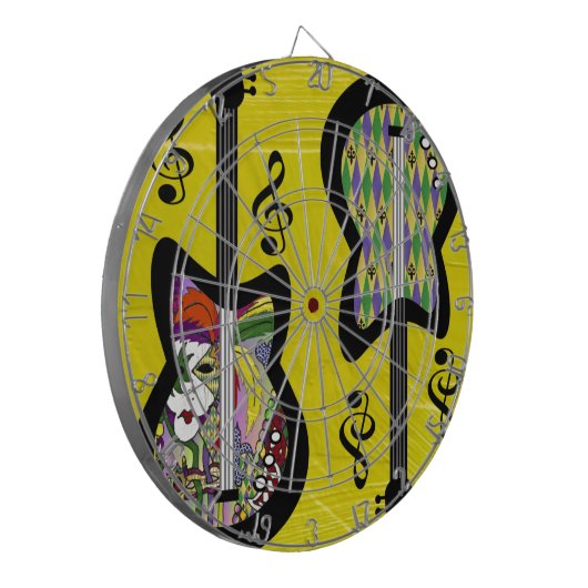 Colorful Mardi Gras Guitars Dartbord (Voorkant Links)