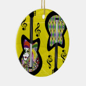Colorful Mardi Gras Guitars Keramisch Ornament (Rechts)