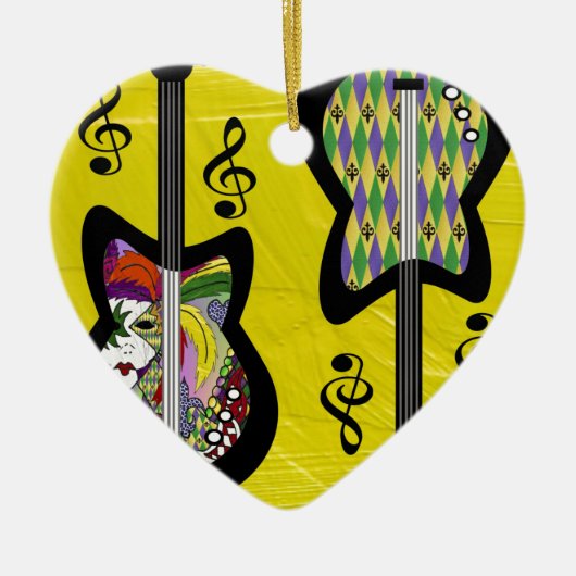 Colorful Mardi Gras Guitars Keramisch Ornament (Voorkant)