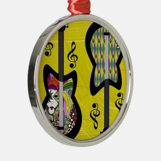 Colorful Mardi Gras Guitars Metalen Ornament (Rechts)