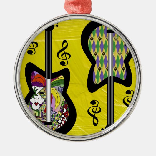 Colorful Mardi Gras Guitars Metalen Ornament (Voorkant)