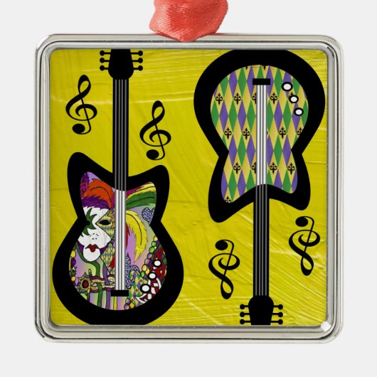 Colorful Mardi Gras Guitars Metalen Ornament (Voorkant)