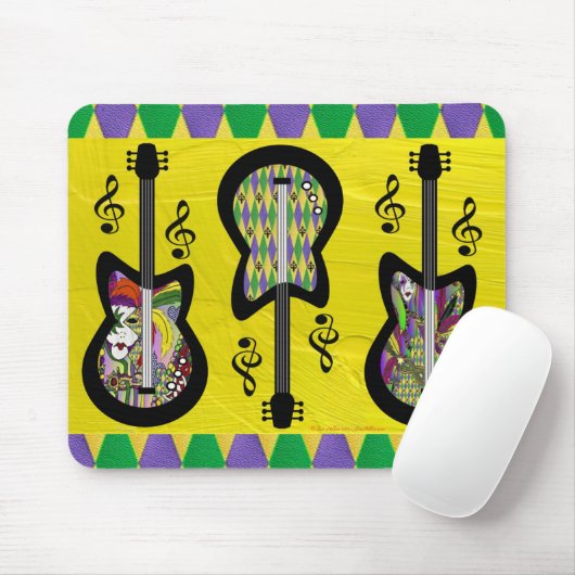Colorful Mardi Gras Guitars Muismat (Met muis)