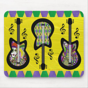 Colorful Mardi Gras Guitars Muismat