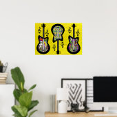 Colorful Mardi Gras Guitars Poster (Thuiskantoor)