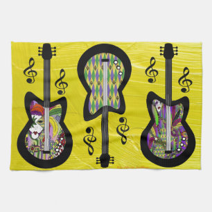Colorful Mardi Gras Guitars Theedoek
