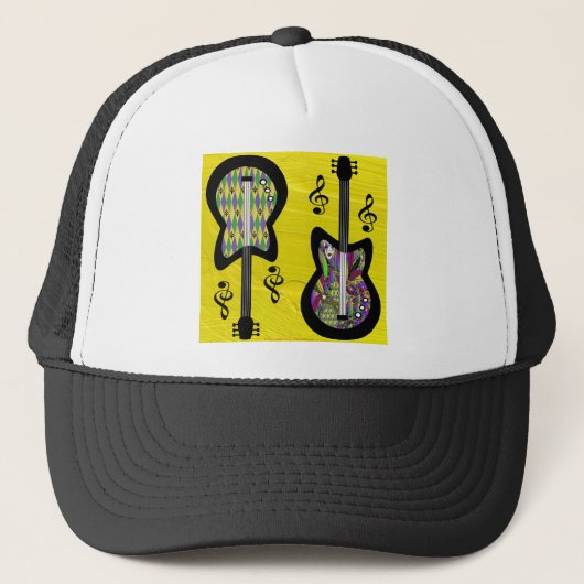 Colorful Mardi Gras Guitars Trucker Pet (Voorkant)