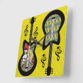 Colorful Mardi Gras Guitars Vierkante Klok (Hoek)