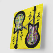 Colorful Mardi Gras Guitars Vierkante Klok (Hoek)