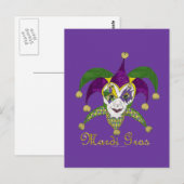 Colorful Mardi Gras Jesters Mask Briefkaart (Voorkant / Achterkant)