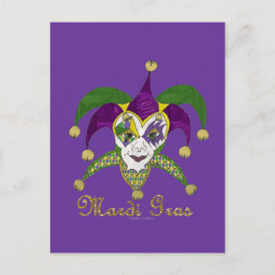 Colorful Mardi Gras Jesters Mask Briefkaart