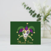 Colorful Mardi Gras Jesters Mask Briefkaart (Staand voorkant)