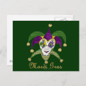 Colorful Mardi Gras Jesters Mask Briefkaart (Voorkant / Achterkant)