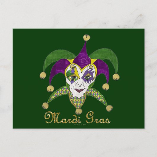 Colorful Mardi Gras Jesters Mask Briefkaart (Voorkant)