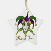 Colorful Mardi Gras Jesters Mask Keramisch Ornament (Rechts)