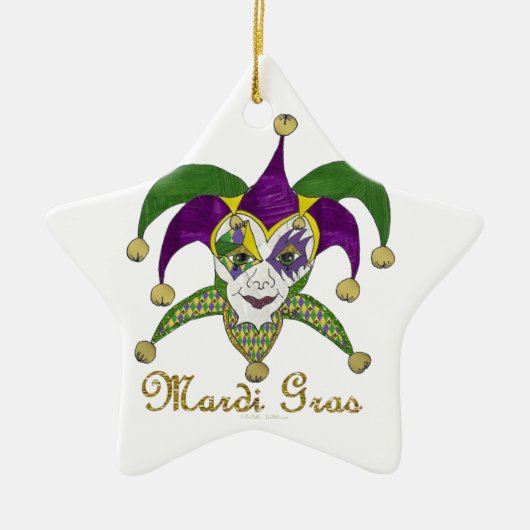 Colorful Mardi Gras Jesters Mask Keramisch Ornament (Voorkant)