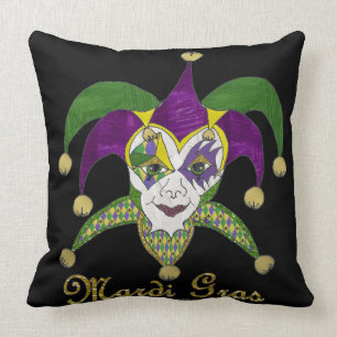 Colorful Mardi Gras Jesters Mask Kussen