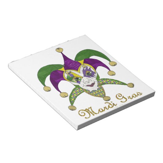 Colorful Mardi Gras Jesters Mask Notitieblok (Schuin)