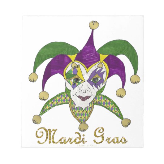 Colorful Mardi Gras Jesters Mask Notitieblok (Voorkant)