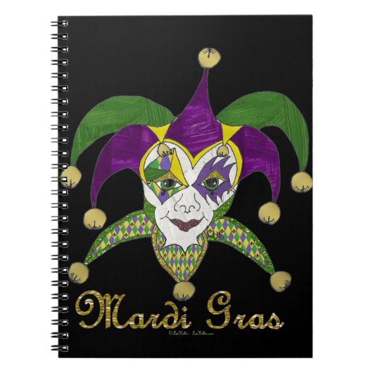 Colorful Mardi Gras Jesters Mask Notitieboek (Voorkant)