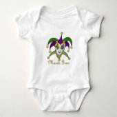 Colorful Mardi Gras Jesters Mask Romper (Voorkant)