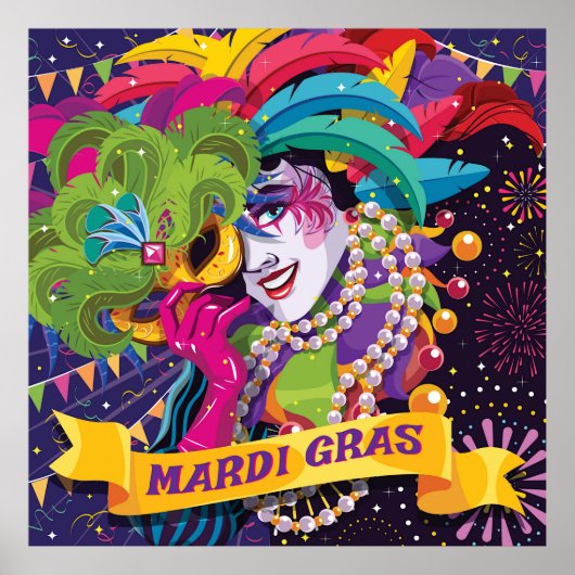 Colorful Mardi Gras Maskast Poster (Voorkant)