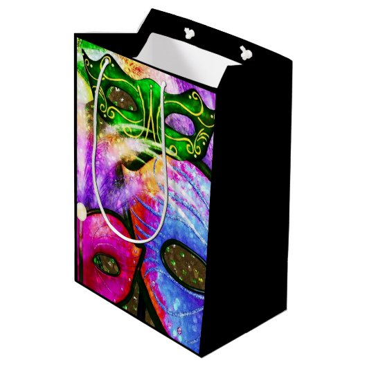 Colorful Mardi Gras maskers Gift Bag Medium Cadeauzakje (Achterkant Gekanteld)