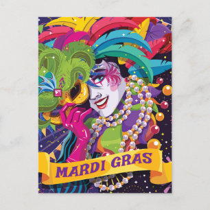 Colorful Mardi Gras MaskPoster Briefkaart