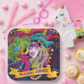 Colorful Mardi Gras MaskPoster Papieren Bordje (Feest)